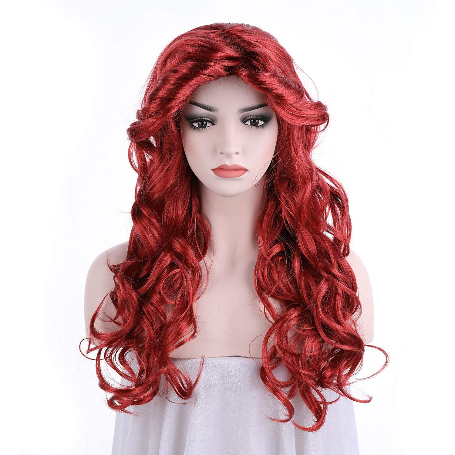 HairWiz Women�s Long Curly Red Synthetic Wavy Hair Mermaid Cosplay Wigs