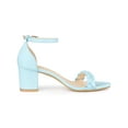 thumbnail image 3 of BLISSFUL STEP Women's Heels Braided Open Toe Block Heel Ankle Strap Sandals Light Blue 7, 3 of 7