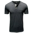 thumbnail image 4 of Daeful Blouse Col Henley Hauts d'Été Col Rond T-Shirts Hommes Coupe Régulière Manches Courtes Tee Basique Gris Foncé S, 4 of 5