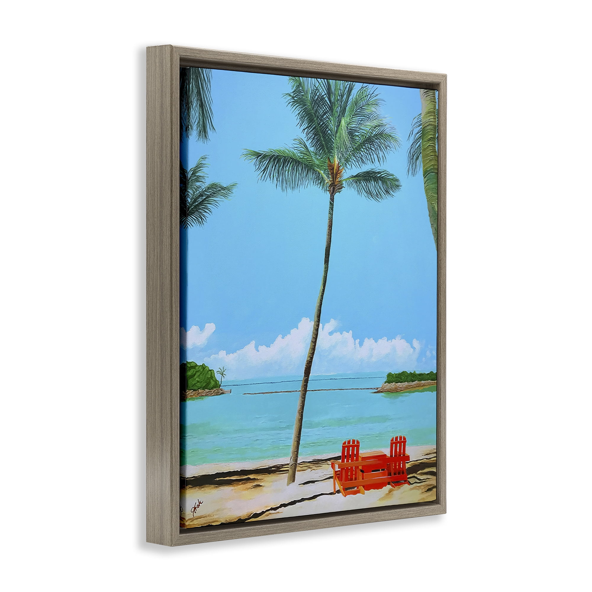 Stupell Industries Dreaming Of Palm Trees Brown Framed Floater Canvas Wall Art, design by John Jaster