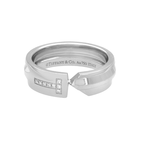 Tiffany & Co Diamond T Ring 18K White Gold Size 6