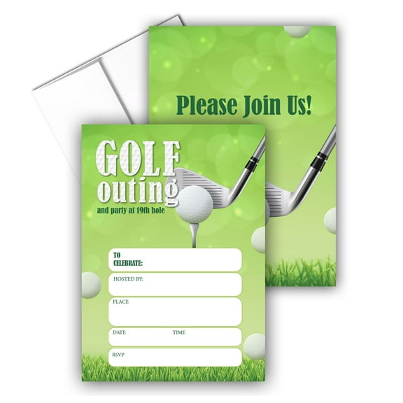 Stonehouse Collection | Golf Themed Party Invitations for Kids and Adults | 25 G