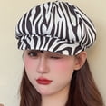 thumbnail image 6 of Newsboy Caps Women Leopard Zebra Print Beret Hat French Style Beanie Caps Retro Hip Hop Casual Painter Cap Warm Painter Hat for Autumn Winter Spring, 6 of 7