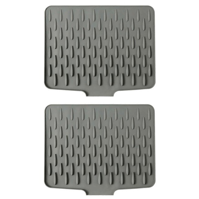 Sloped Silicone Drain Mat, Heat-Resistant & Non-Slip Dish Drying Mat, Multi-Purpose Kitchen Counter Mat