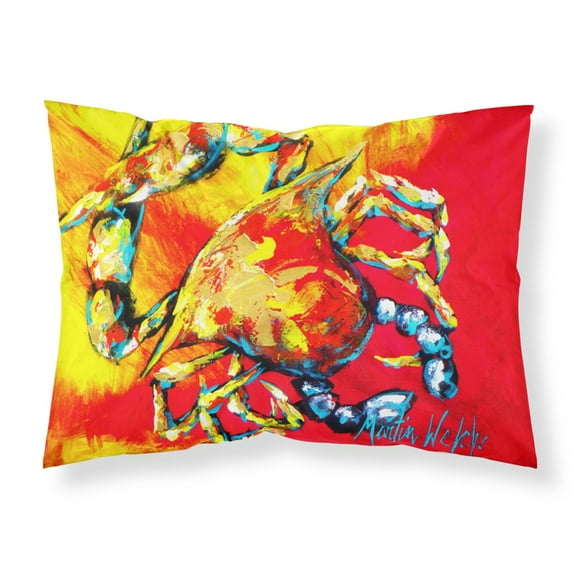 Carolines Treasures MW1086PILLOWCASE Crab Hot Dang Fabric Standard Pillowcase Standard multicolor