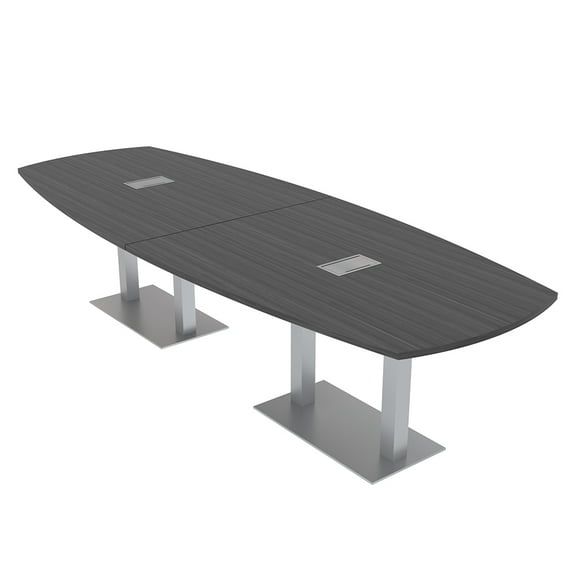 12 Ft Arc Boat Modular Conference Table Square Metal Bases w/Electric