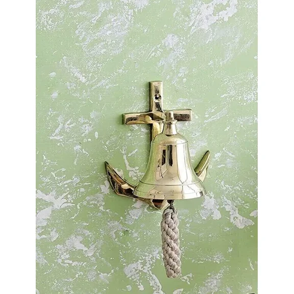 Golden Brass Wall Hanging Door Bell – 6" Unique Vintage-Style Bell for Home Décor & Gifting