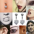 thumbnail image 5 of Nuevo piercing para el ombligo de acero inoxidable unisex con incrustaciones de diamantes en forma de corazón, 5 of 5