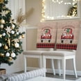 thumbnail image 3 of Christmas Truck Chair Covers Set of 4 Retro Xmas Gnome Poinsettia Wood Grain Plaid Chair Back Covers Stretch Removable Washable Slipcovers Protector for Dining Room Kitchen Party Decor, 3 of 5