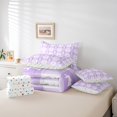 thumbnail image 4 of Cute Rabbit Comforter Set Queen,Spring Easter Animal Princess Bowknot Bedding,Purple Geometric Plaids Kawaii Bow Patchwork Bed Set 7 Pieces(Comforter+Fitted+Flat Sheet+Pillowcase+Pillow Cover), 4 of 5