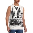 thumbnail image 2 of Balery Vintage Cactus Pickup Camisetas sin mangas para hombre, absorbe la humedad y protege contra el mal olor.-Large, 2 of 7