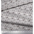 thumbnail image 2 of Soimoi Gray Poly Georgette Fabric Snowman & Penguin Cartoon Printed Fabric 1 Yard 52 Inch Wide, 2 of 3