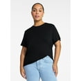 thumbnail image 2 of Time and Tru Women's Boxy Tee with Short Sleeves, Sizes XS-XXXL, 2 of 6