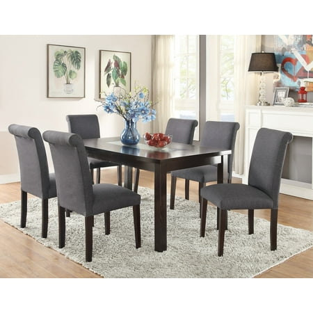 New Unique Modern Gl Insert Wooden Rectangle Dining Table Blue New Unique Modern Gl Insert Wooden Rectangle Dining Table Blue Grey Polyfiber Upholstery Chairs 7pc
