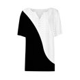 thumbnail image 4 of Timegard Eyelet Tops for Women Drop Shoulder V Neck Button Slim Comfy Color Block Tunic Top Casual, 4 of 4