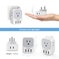 thumbnail image 5 of Adaptador de enchufe TESSAN de EE. UU. a India tipo D con 4 tomas de corriente alterna y 3 USB, 5 of 5