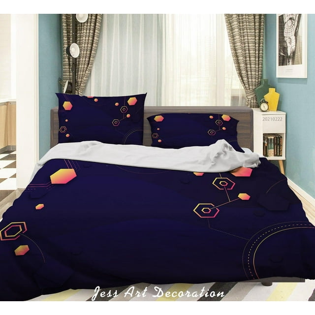 3D Abstract Geometry Hexagon Quilt Cover Set Bedding Set Duvet Cover