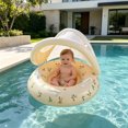 thumbnail image 4 of UPF50+ Sun Protection Baby Float With Canopy, Soft Fabric Covered Foldable Baby Pool Float With Canopy and Safety Seat for Baby Swimming Pool Play, 4 of 4
