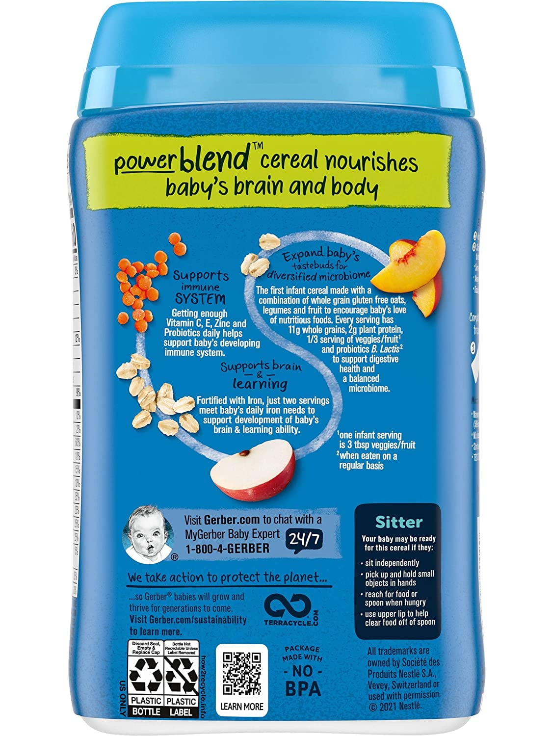 Gerber Baby Cereal, 2nd Foods, Probiotic Oatmeal Peach Apple, 8 OZ (Pack of 4)