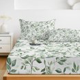 thumbnail image 6 of Twin Sze Fitted Sheet Set - Sage Green Leaf 2 Piece Bedding Sets 16" Deep Pocket Fitted Sheet with 1 Pillowcase, Country Eucalyptus Nature Plant Branch Brushed Microfiber Hotel Luxury Bed Sheets, 6 of 9