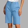 thumbnail image 2 of UVEASISHA Womens Golf Shorts Loose Fit Bermuda Shorts Flap Front Chino Shorts Dressy Casual Work Shorts with Pockets Pantalones de verano para mujer Light Blue M, 2 of 7