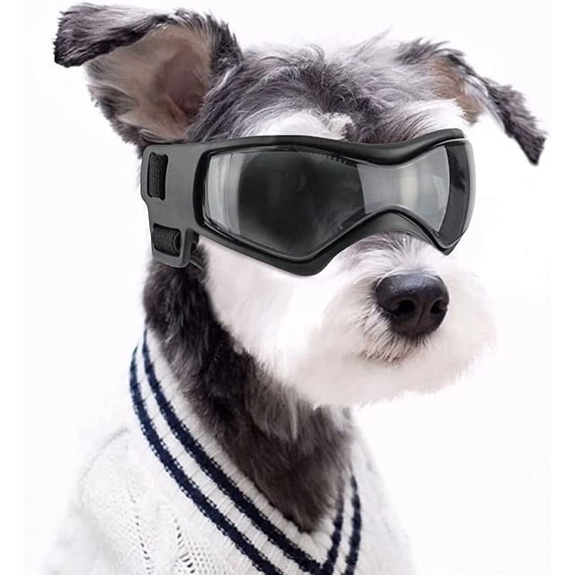 Cool pet goggles (black), dog sunglasses, UV-resistant goggles, windproof puppy goggles, adjustable flexible straps, suitable for small and medium-sized dogs