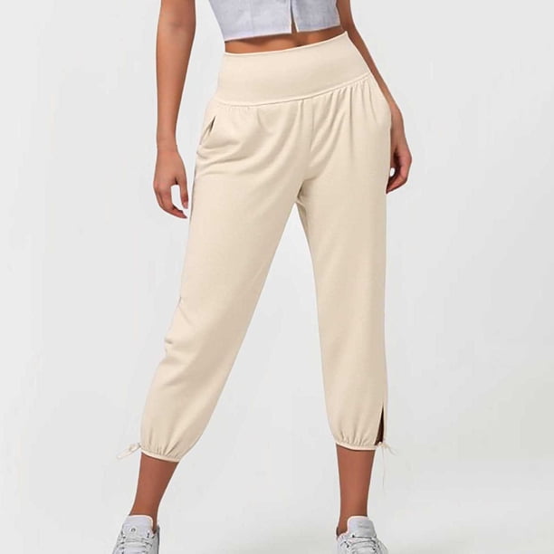 WILLBEST Pantalones de Yoga para Mujer, de Cintura Alta, Cortos, Sueltos, Cómodos, Informales, para Correr, con Bolsillos Profundos para Hacer Ejercicio Y Extra Grande