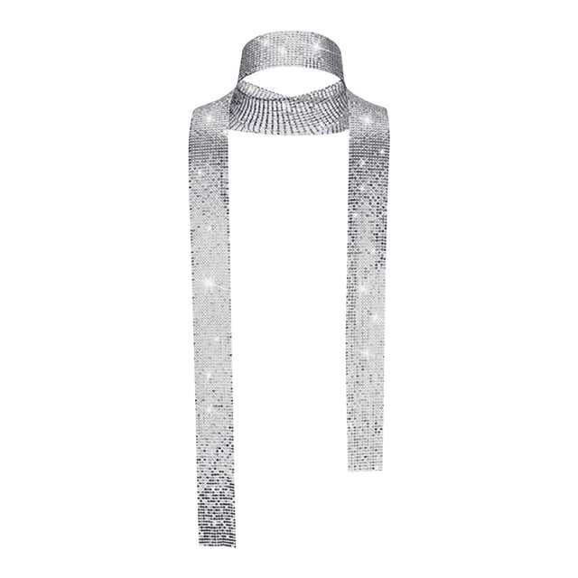 Metallic Sequins Rhinestone Chain Neck Scarf Glitter Layering Accessory Versatile Evening Party Shawl
