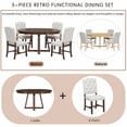 thumbnail image 5 of Harper & Bright Designs 5 Pieces Functional Dining Set for 4, Round Table with Leaf and 4 Upholstered Chairs for Kitchen, Walnut, 5 of 19