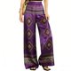 thumbnail image 1 of Pantalones Elásticos Estampados de Satén para Mujeres, Cintura Elástica con Bolsillos, Pantalones Casuales Elegantes para Vacaciones Y Fiesta, 1 of 8