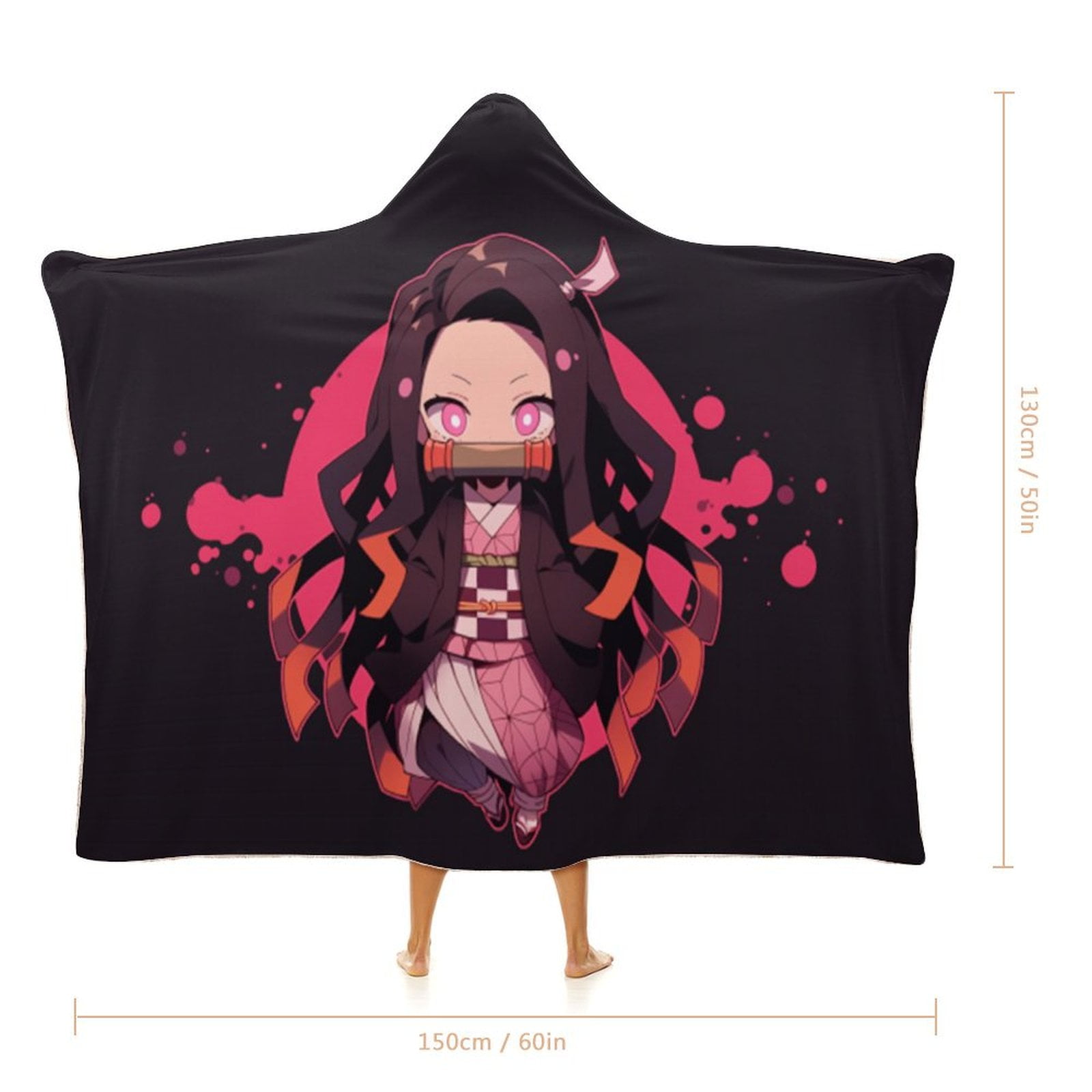 Demon Slayer Wearable Blanket Cloak Arctic Velvet Hooded Blanket Soft Fuzzy Hoodie Blanket Cape for Adults Kids 50"x60"