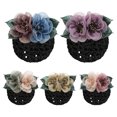 thumbnail image 3 of Walbest Elegant Women Ethnic Style Elastic Hair Net Ribbon Flowers Beads Bun Net Hairgrip Hair Styling Accessory, 3 of 7
