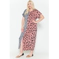 thumbnail image 6 of Front Slit Dolman Leopard Print Maxi Dress - Mint Combo, 3XL, 6 of 6