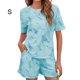 thumbnail image 5 of Guardurnaity Conjunto de 2 piezas de camiseta, quinto pantalón, traje informal para dormir, algodón cómodo, traje de moda de piezas, elegante, Yoga, Prendas para la parte del cuerpo Azul s Guardurnaity AP011066-06, 5 of 6