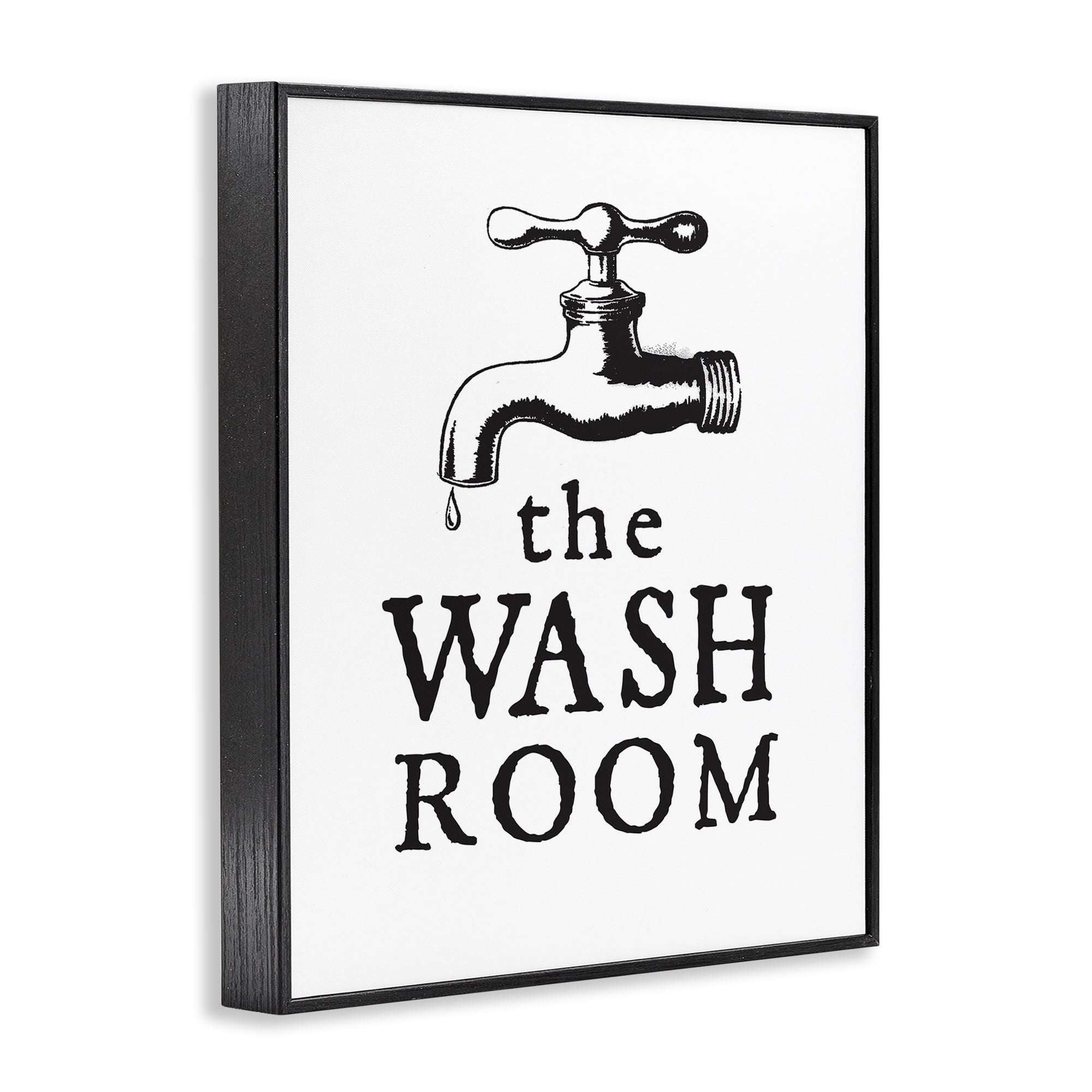 Stupell Industries Vintage Wash Room Typography Painting Black Framed Art Print Wall Art, 16 x 20
