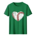 thumbnail image 4 of Afelkas Men's Game Day T-Shirt Baseball Heart Graphic Short Sleeve Tee Sports Fan Top Distressed Stitches Casual Design Green,XXXL, 4 of 5