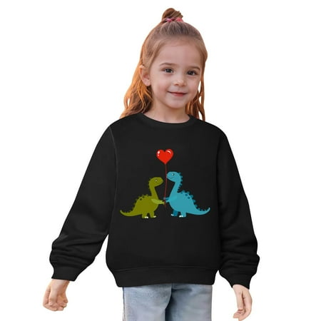 

DOSUKRAI Kid Soft Sweatshirt Kids Dinosaur Casual Crewneck Cotton Sweatshirt Lightweight Long Sleeve Pullover for Boys Girls Fall Winter Flash Deals of the Day Black 2 Years