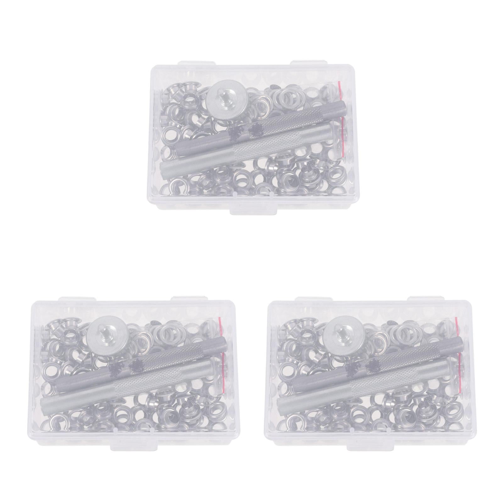 300 Sets Eye Hooks Screw Grommet Tool Assortment Kit Silver