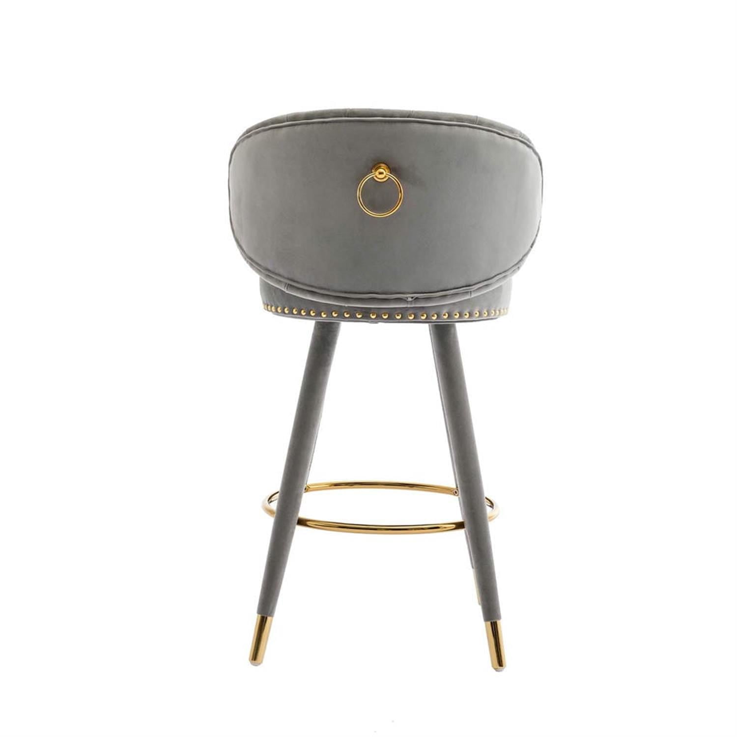 Demi Bonn 36" Counter Height Bar Stools Set of 2, Upholstered Barstools with Backrest, Kitchen Island Countertop Chairs for Dining Room, Gray