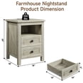 thumbnail image 4 of Farmhouse Nightstand with Charging Station, Bedside Table with Drawer, Nightstand with Storage Shelves, End Tables for Bedroom Living Room, Gray, 4 of 10