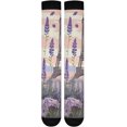 thumbnail image 7 of Coolnut Purple Lavender and Iron Tower Compression Socks Women Men Knee High Stockings 1Pair for Sports, Running, Travel381 Gift, 7 of 7