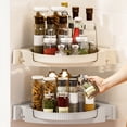 thumbnail image 4 of Guiexla Kitchen Spice Corner Storage Rack for 90 Degree Right Angles 360 Degree Rotation Punch-free Adhesive Great Load Bearing Large Capacity Bathroom Shower Corner Shelf, 4 of 8