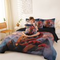 thumbnail image 3 of Feelyou Mountain Fire Red Dragon Bedding Comforter Set for Boys Girls Kids, Range Animal Queen Bedding Sets, Deep Red Orange Gold, Black Reversible, 7-Piece, 3 of 7