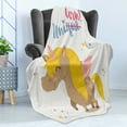 thumbnail image 4 of Unicorn Soft Flannel Fleece Throw Blanket, Funny Feminine Inspirational Fantasy Horse with a Horn Drawn in Cartoon Artwork, Cozy Plush for Indoor and Outdoor Use, 70" x 90", Multicolor, by Ambesonne, 4 of 5