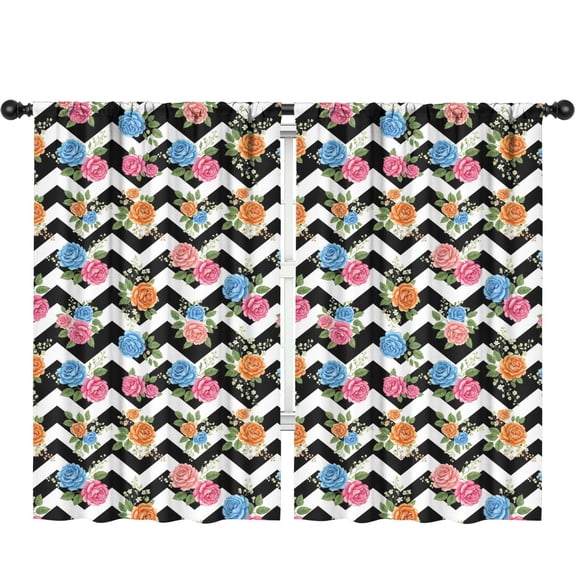 Pioneer Flower Floral Print Pattern Teens Curtains,Teens Insulated Curtains Set Of 2,Bedroom Essentials,Toddler Room Decor 52"x84"