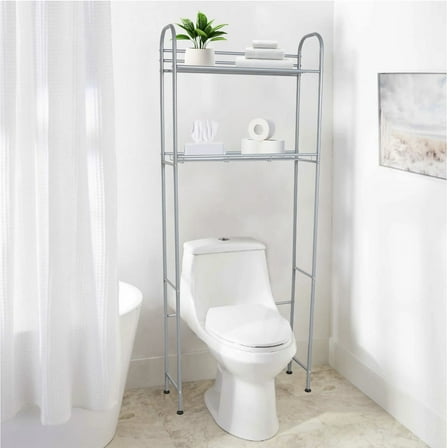 SUSUZI Over-the-Toilet Bathroom Storage Rack Unit Gray Steel