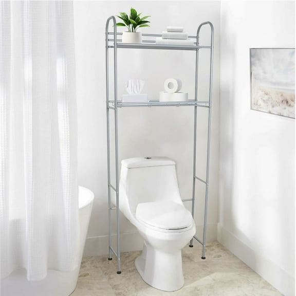 SUSUZI Over-the-Toilet Bathroom Storage Rack Unit Gray Steel