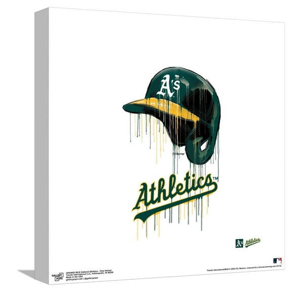 Gallery Pops MLB Oakland Athletics - Drip Helmet Canvas Wall Art, Unframed Version, 12" x 12"