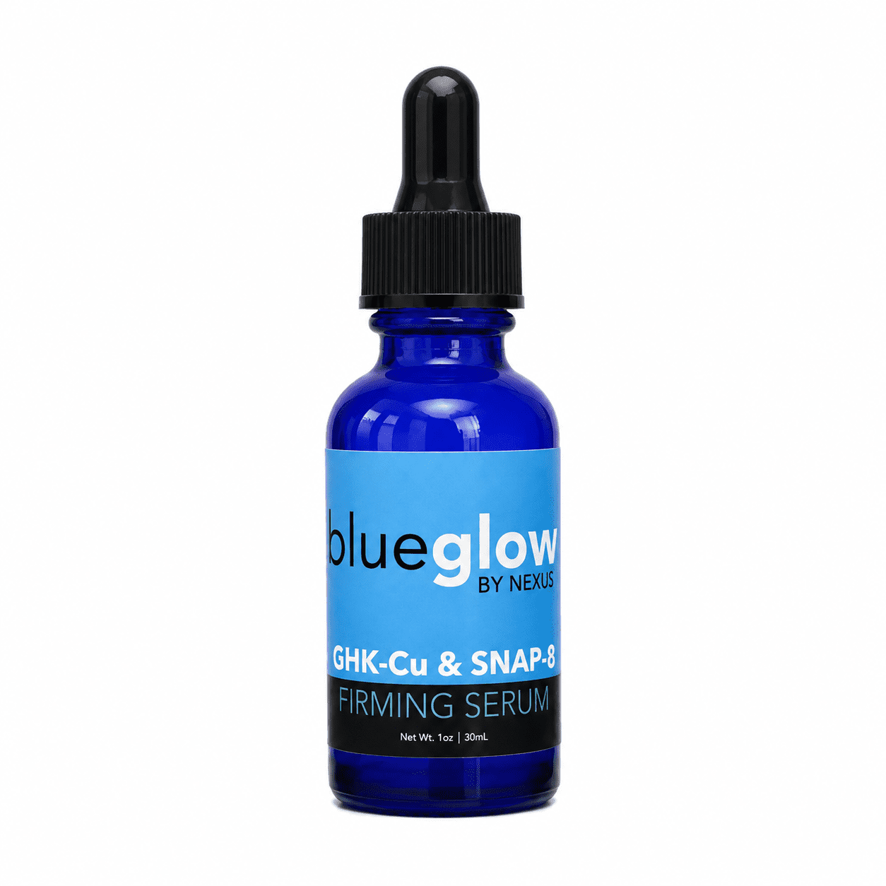 Nexus Peptides BlueGlow GHK-Cu & SNAP-8 Firming Serum - Copper Peptide Face Serum with Hyaluronic Acid, Niacinamide & Vitamin E - Hydrating Skincare for the Look of Firmer, Smoother Skin - 1 oz
