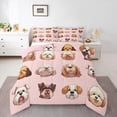 thumbnail image 2 of Erosebridal Ensembles de Literie Chien Dessin Animé Grand Lit avec Couette, Insert de Couette à Imprimé Animal de Compagnie, Rose, Réversible, 2 of 7